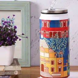 PENTADECO Yellow & Red Single Aluminium Printed Water Bottle image 1