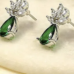 Biba Silver-Plated Contemporary Artificial Stones Studded Drop Earrings image 2