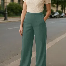 Moda Rapido Women Grey Melange Lycra Solid Regular Trousers image 3