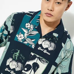 max Floral Printed Spread Collar Short Sleeves Regular Fit Casual Shirt image 5