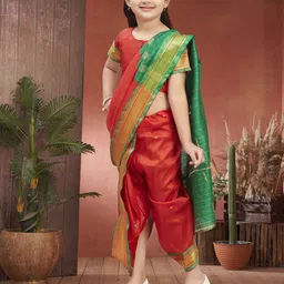 BAESD Zari Art Silk Dhoti Kanjeevaram Saree image 2