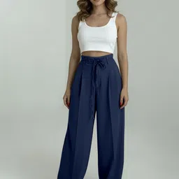 CORSICA Women Relaxed Loose Fit High-Rise Pleated Trousers-picture-41