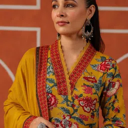 Anni Designer Women Floral Printed Regular Kurta with Trousers & Dupatta image 5