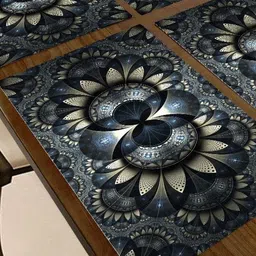 Aura 6Pcs Black & White Printed Table Placemats image 3