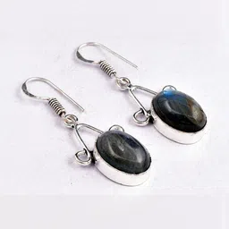 AAR Jewels Rhodium-Plated Brass Chalcedony Drop Earrings image 3