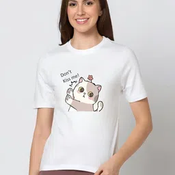 HESHA Women Graphic Printed Round Neck Pure Cotton Relaxed Fit T-shirt-image-36