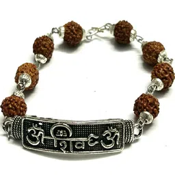 Divine souvenirs Unisex Silver Plated Rudhraksh Beaded Elasticated Bracelet-picture-36