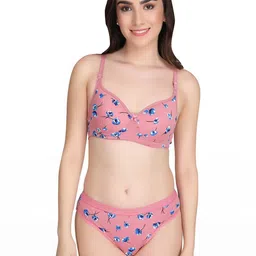 samvar Women Pink Cotton Bra Panty Set for Lingerie Set Undergarments Pack of 1-picture-17