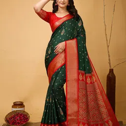 HERE&NOW Ethnic Motifs Zari Art Silk Saree-picture-33