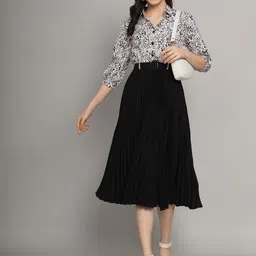 ZWERLON Striped A-Line Midi Dress image 2