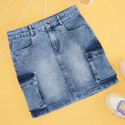 Pantaloons Junior Girls Pure Cotton Straight Mini Skirts-picture-26
