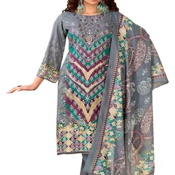 DRAVINAM Trends Floral Printed Thread Work Unstitched Dress Material-picture-42