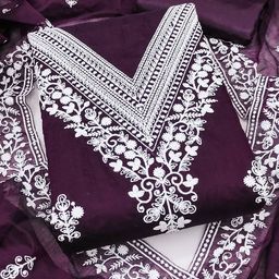MANVAA Floral Embroidered Thread Work Chanderi Cotton Unstitched Dress Material-picture-37