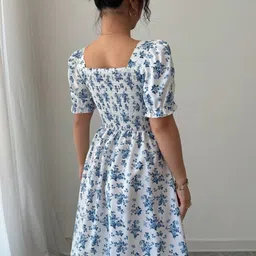 StyleCast x Revolte Women Floral Printed Puff Sleeve Fit & Flare Mini Dress image 2