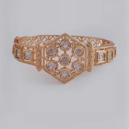 KAYRAH Women Gold-Plated Cubic Zirconia Studded Cuff Bracelet image 5