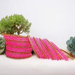 VMENTERPRISE Set of 34 Velvet & Artificial Stone-Studded Bangle image 4