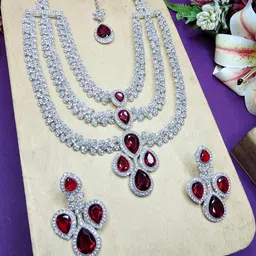 VATSALYA creation Rhodium-Plated Artificial Stones Alloy Jewellery Set-picture-11