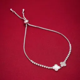 Kushal's Fashion Jewellery Women Rhodium-Plated Zircon Studded Link Bracelet-picture-28
