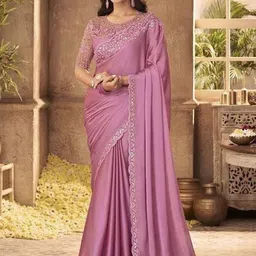 Lookmark Women Solid Embroidered Pure Georgette Saree-picture-18