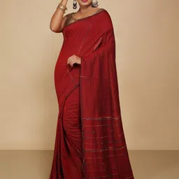 BENGAL HANDLOOM Striped Art Silk Taant Saree-picture-26