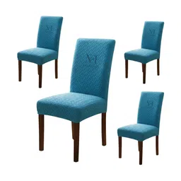NFI essentials 4Pcs Blue Self Design Stretchable Chair Covers-picture-17