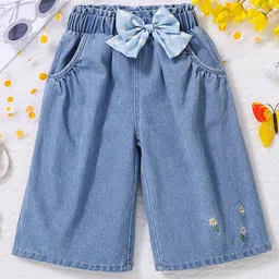 INCLUD Girls Relaxed Fit Floral Embroidered Denim Capri-picture-57