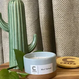 Crafx Grey & White Round Jar Candle image 2