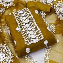 Blissta Organza Embroidered Dress Material-picture-13