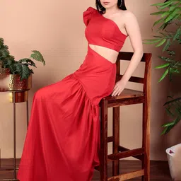 TRYMISFIT One Shoulder Flutter Sleeves Maxi Dress image 2