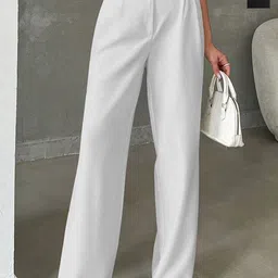 KERI PERRY Women Pack of 2 Relaxed Straight Leg High-Rise Non Iron Trousers-image-76