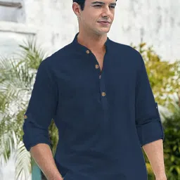 EdinWolf Men Solid Daily Cotton Straight Kurta image 4