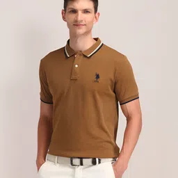 U.S. Polo Assn. Men Brand Logo Solid Slim Fit Pure Cotton T-shirt-picture-27