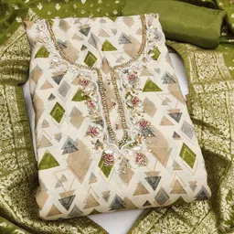 KALINI Printed Unstitched Dress Material image 4