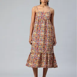 VARUSHKA Floral Print Fit & Flare Midi Dress-picture-37