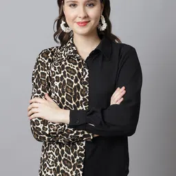 CORSICA Animal Colourblocked Crepe Top-image-21