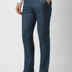 Peter England Men Textured Printed Slim Fit Mid-Rise Trousers image 5