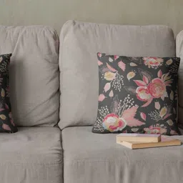THEYAYACAFE Black & Pink Set of 2 Floral Velvet Square Cushion Covers-picture-12