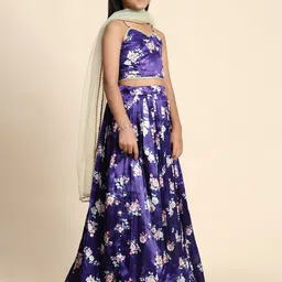 LOOKS AND LIKES Girls Printed Satin Net Ready to Wear Lehenga & Blouse With Dupatta image 3