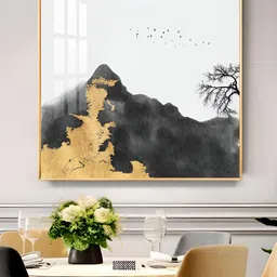 THE NEXT DECOR Gold-Toned & Grey Abyss Glass Finish Square Wall Art-image-10