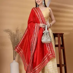 Moda Rapido Ethnic Motifs Embroidered Embellished Dupatta with Gotta Patti Details image 4