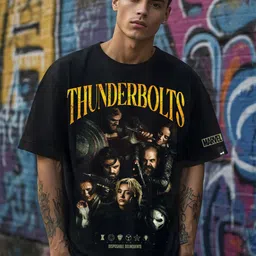 Bewakoof Men Marvel Graphic Printed Round Neck Cotton Oversized T-shirt-picture-29