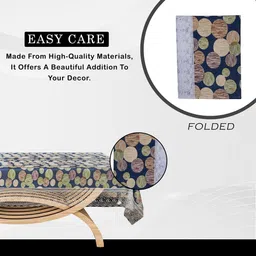 Aura Blue Dot Printed Waterproof 4-Seater Rectangle 1.48 m x 0.98 m PVC Table Cover image 2