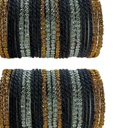 Qufrozy Set Of 40 Grey Glass Artificial Stones & Beads Bangle image 1