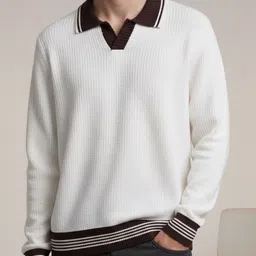 DELAN Men Colourblocked Ribbed Woollen Pullover image 2