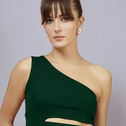The Roadster Lifestyle Co Women Tie-Ups One Shoulder Styled Back Crop Top-image-91