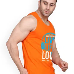 SLOWLORIS Pack Of 2 Printed Gym Vests SL26 COMBO (LOUD ORANGE) (CHS WHITE) image 3