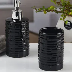 Kookee Black 2 piece Abstract Ceramic Bath Accessories Set image 5