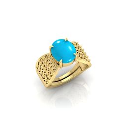 todani jems 4.25 Ratti Turquoise Stone Original Certified Firoja Gemstone Gold Plated | Adjustable Ring-picture-15