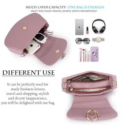 QNS Women Solid Crossbody Leather Sling Bag image 5