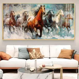 the next decor Running Horses Vastu Glass Finish Horizontal Wall Art-picture-19